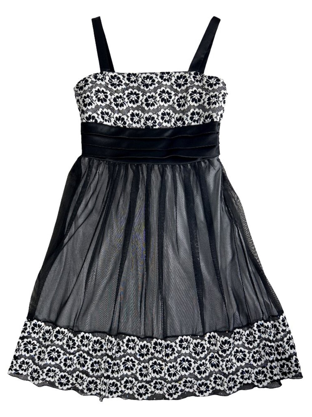 Laura Petites Lace Fit Flare Occasion Dress Black Ivory